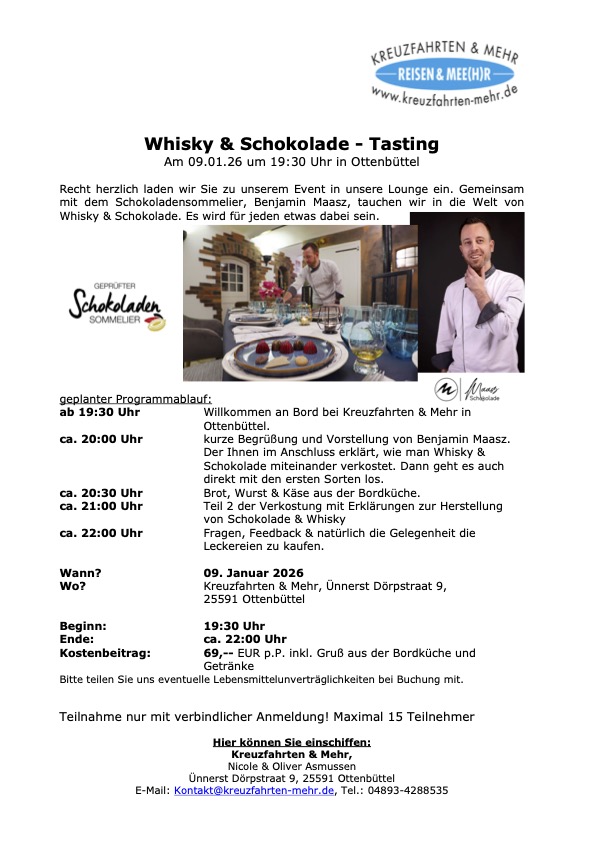 Whisky und Schokoladentasting mit Sommelier Benjamin Maaz