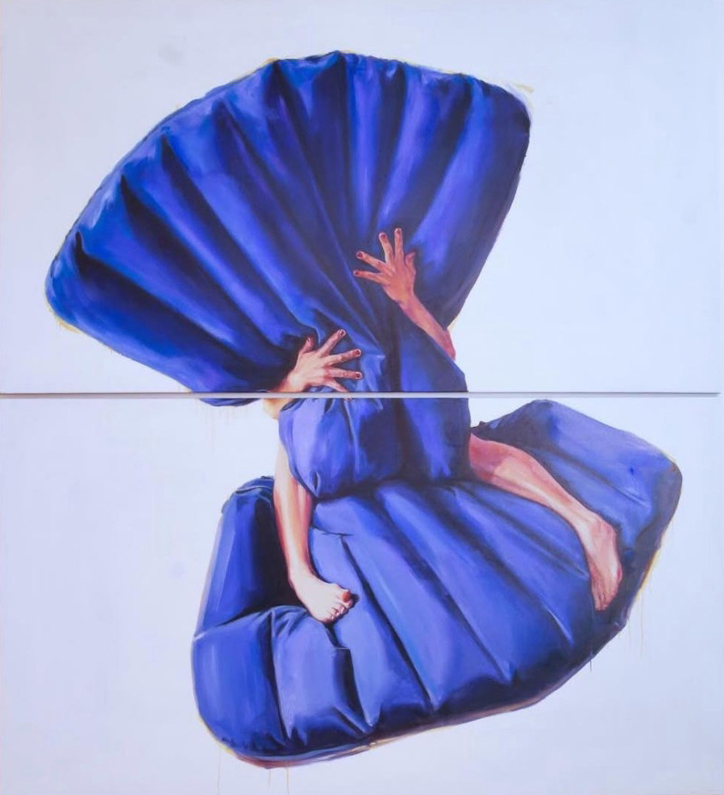 Jana Jacob: Let's grow old together, 2025, Öl auf Leinwand, 200x200cm