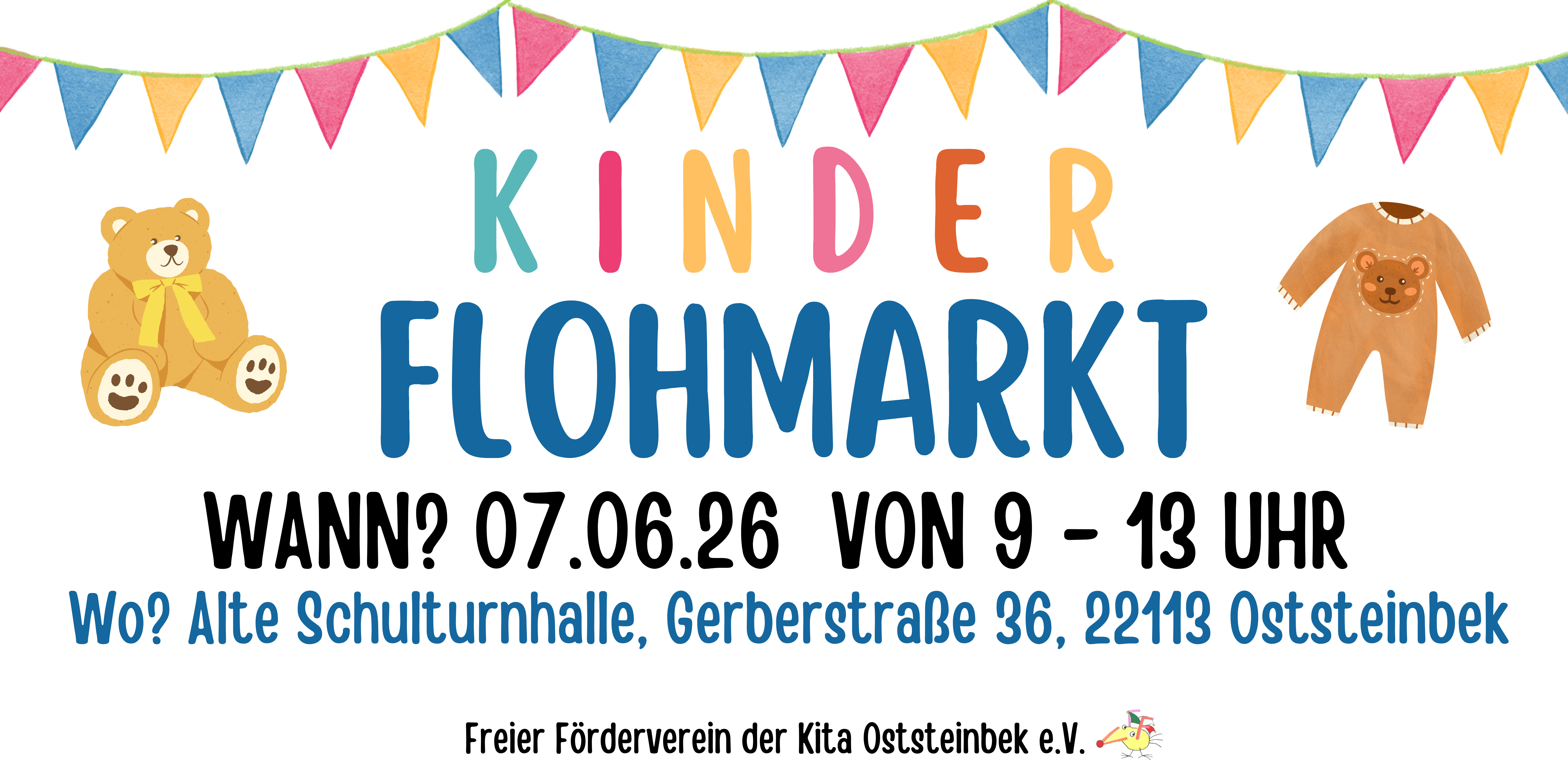 Flohmarktbanner mit Daten und Ort