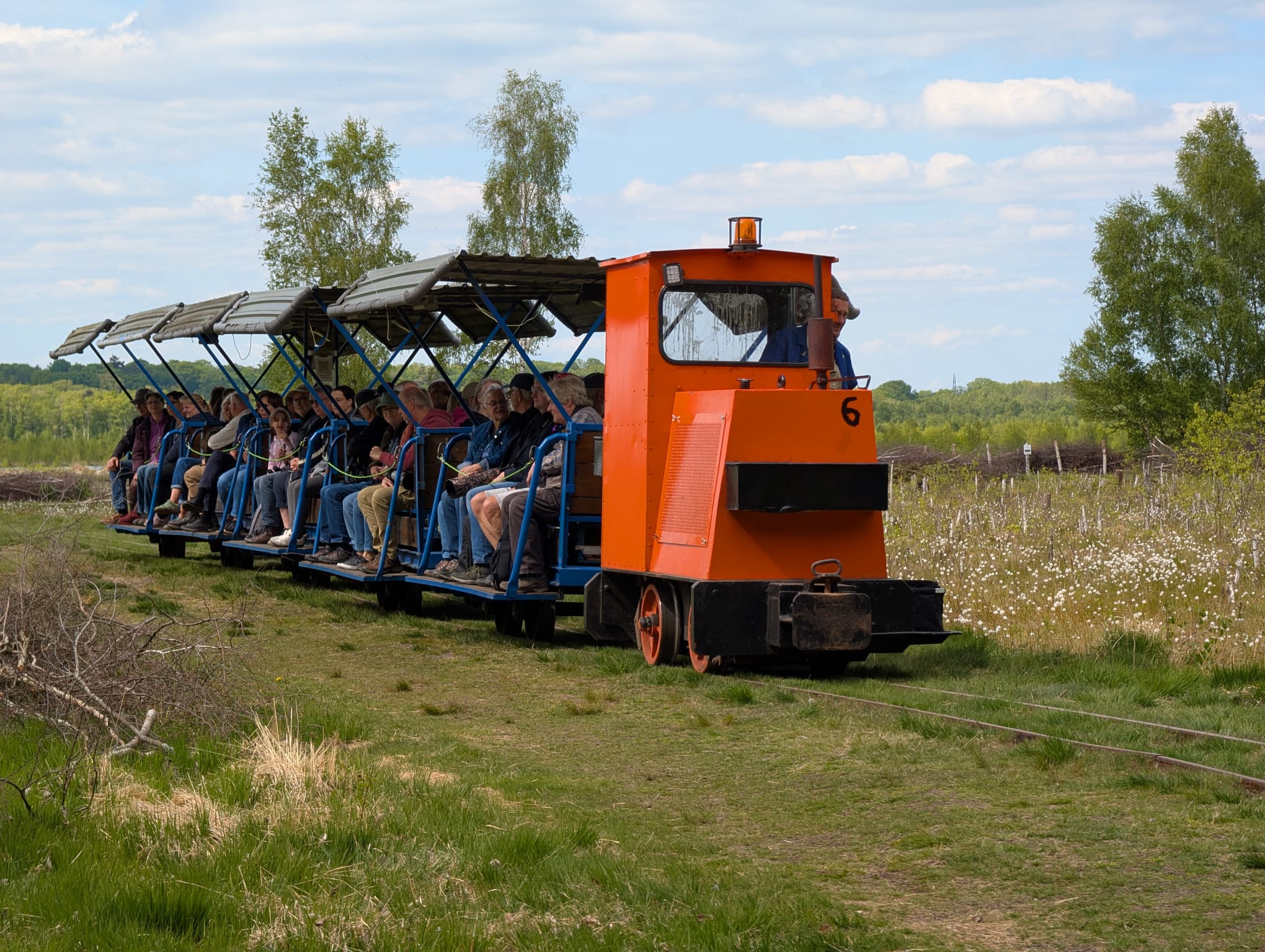 Die Torfbahn mit Besucher im Moor