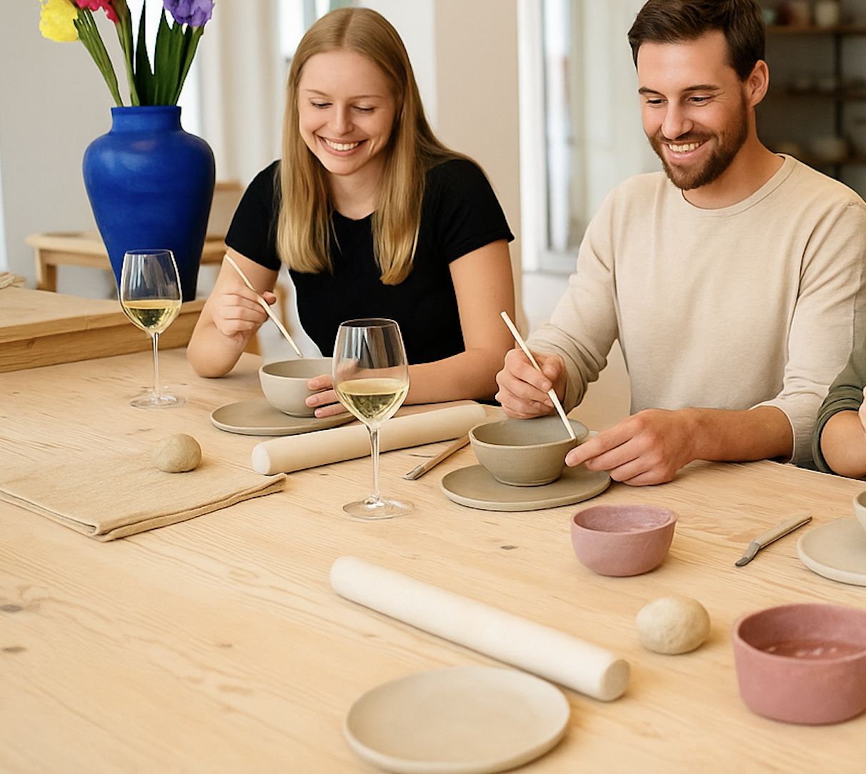 Töpfern mit Weinbegleitung