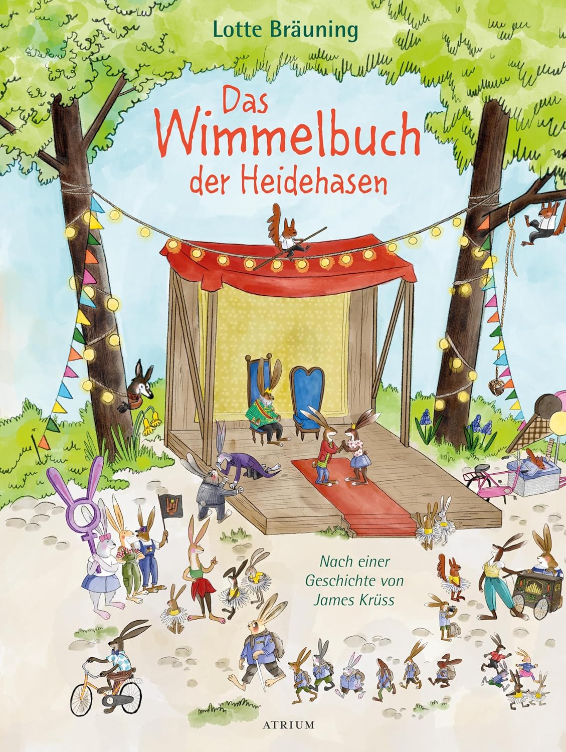 Das Wimmelbuch der Heidehasen, illustriert von Lotte Bräuning, Atrium 2026.